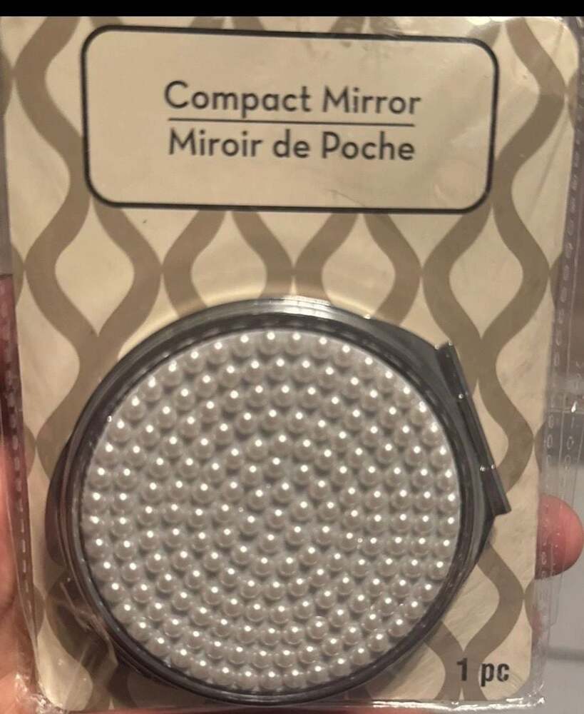 New Compact Double Sided Mirror Gold Sparkle Clear Rhinestones Crystals Bling